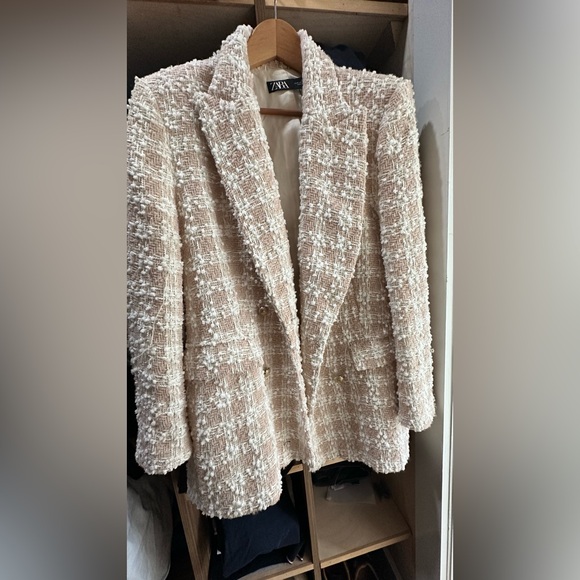 Zara Jackets & Blazers - Zara Cream Tweed Blazer Jacket
